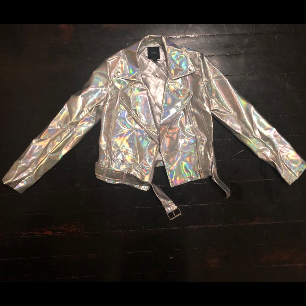 FOREVER 21 METALLIC FAUX LEATHER JACKET SMALL